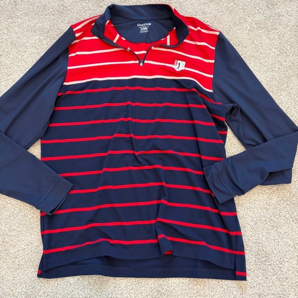 Good Good Golf Quarter Zip Pullover Mens XL Red White Blue Patriotic July 4th